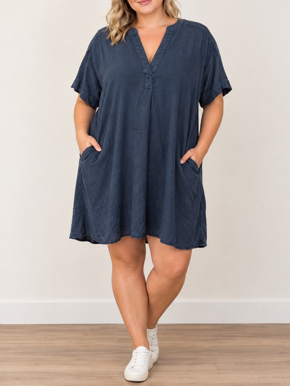 Hilary Radley Navy Tencel Shift Dress